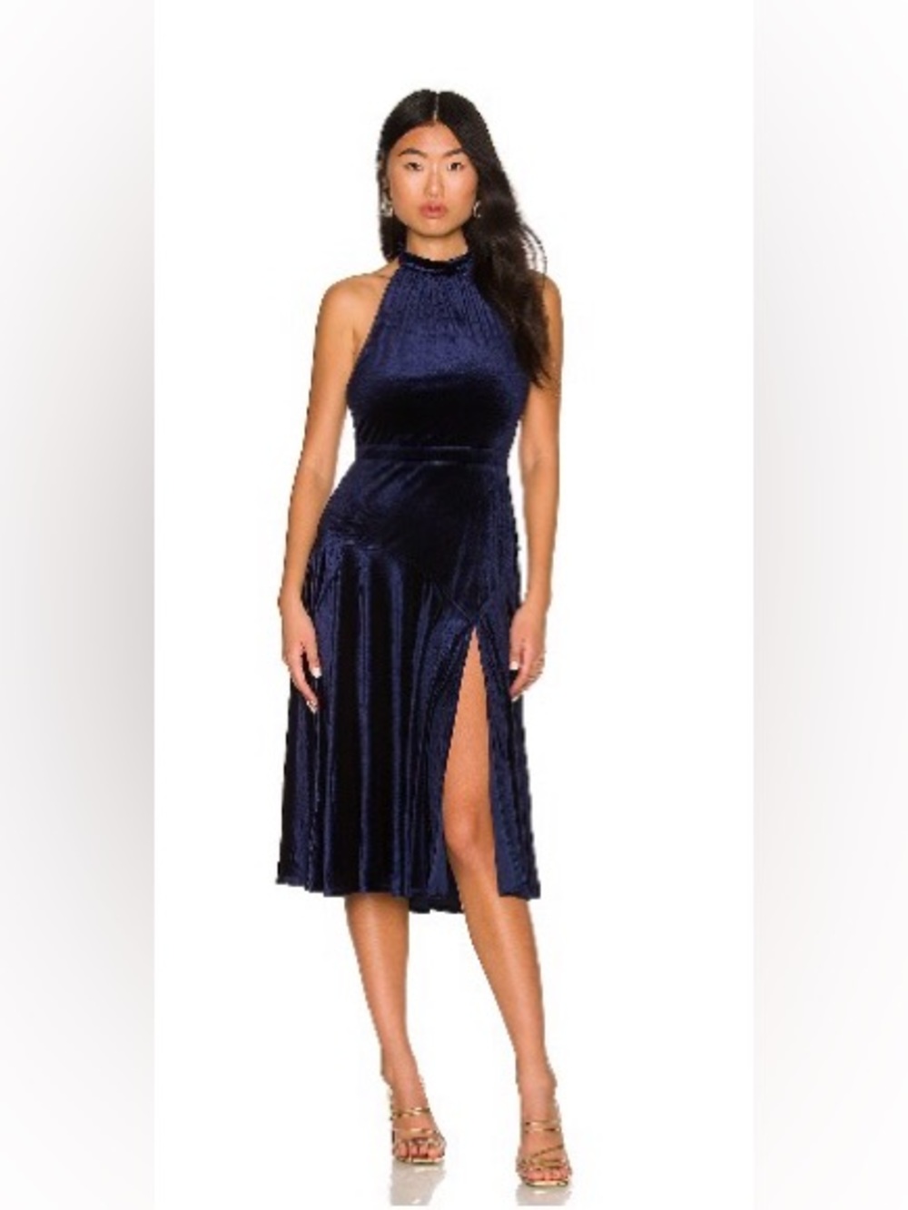 NWOT Yumi Kim Sold Out Navy Blue Velvet Dress Halter Photo Must See! From FWRD